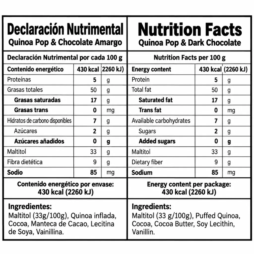 Quinoa Inflada & Chocolate Nutrition Facts.webp