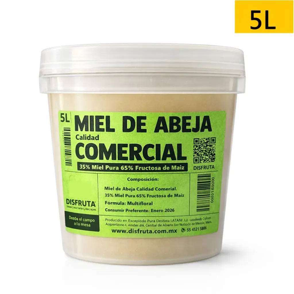 Miel de Abeja con Fructosa de Maíz (65%) | Calidad: Comercial | CUB 5 LT                                                                               