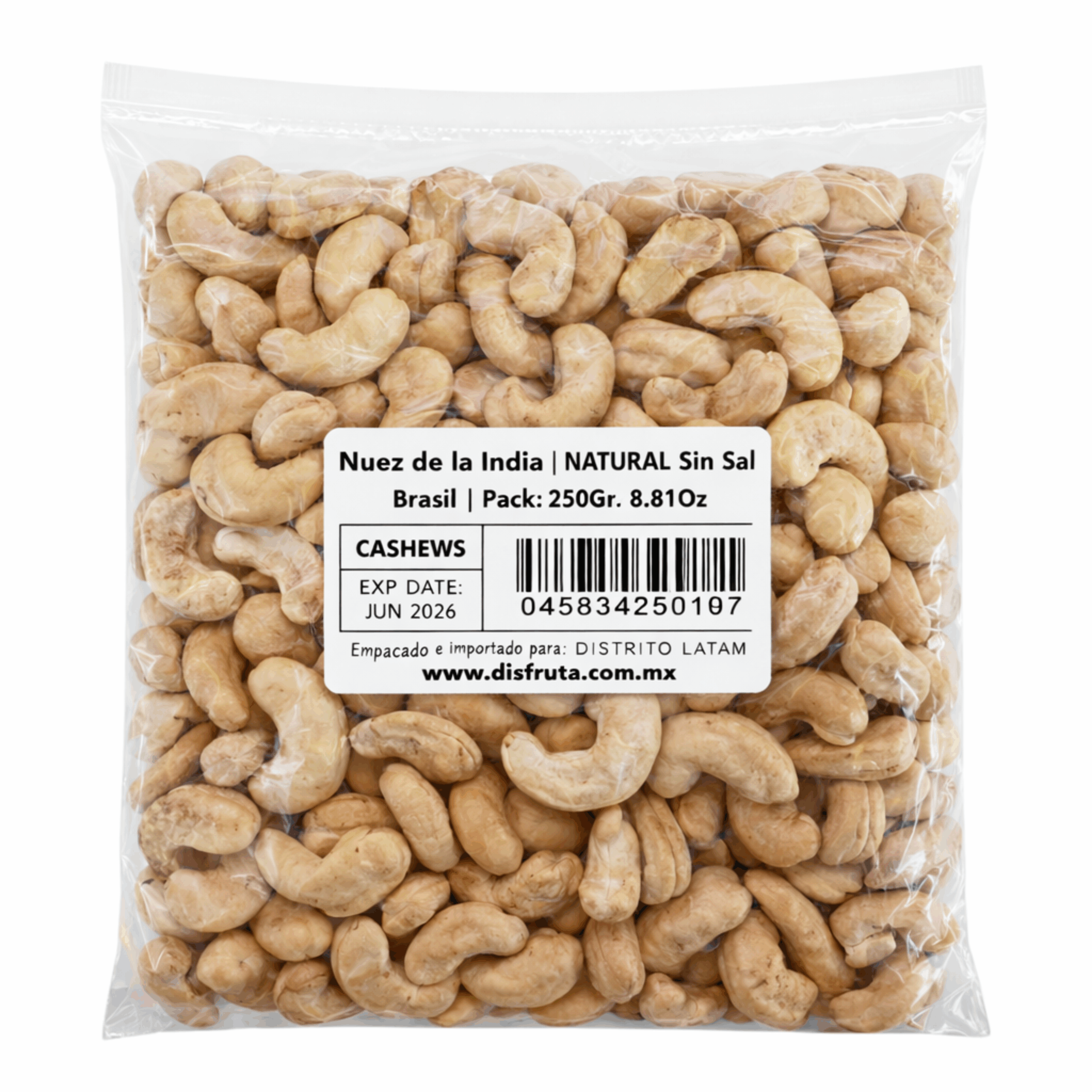 Nuez de la India Natural | Marañón | W 240| HOR-S/SAL | Brasil |  Pack 250Gr