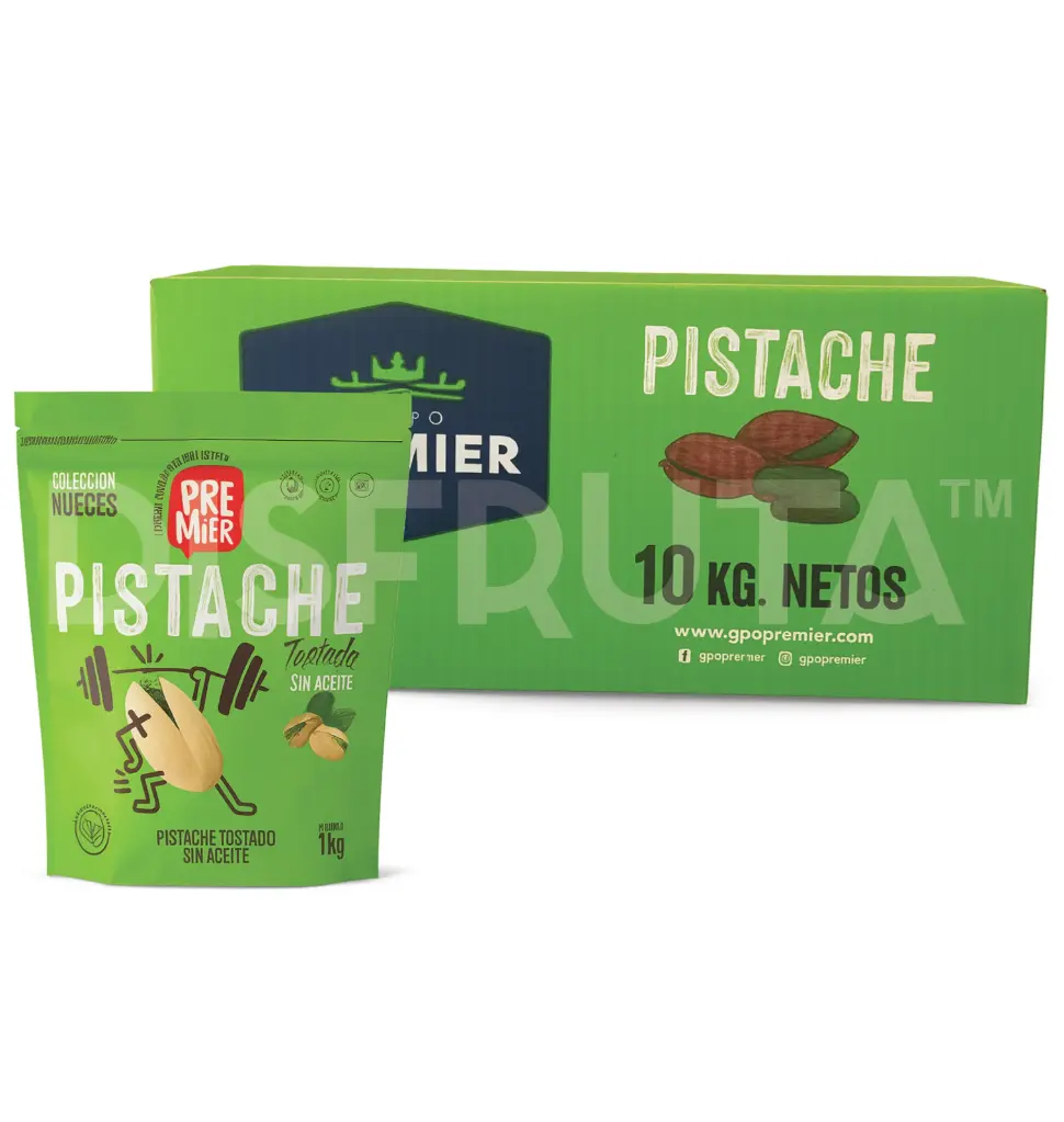 Kerman Whole Pistachio | Roasted with Salt | Premier® | California | BX-CRB 10 ZipBag / 1 Kg                                                                            