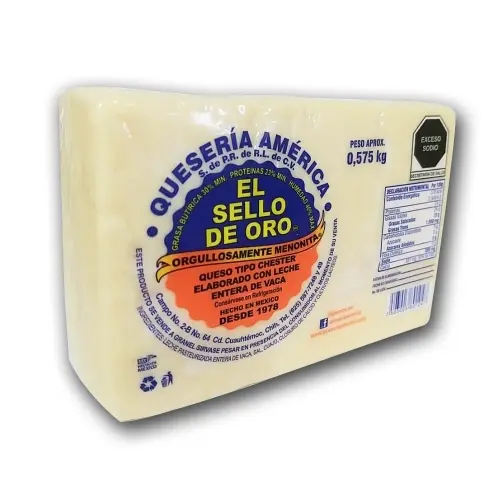 Queso Tipo Chester | Sello De Oro® | Chihuahua | Pack 575Gr                                                                               
