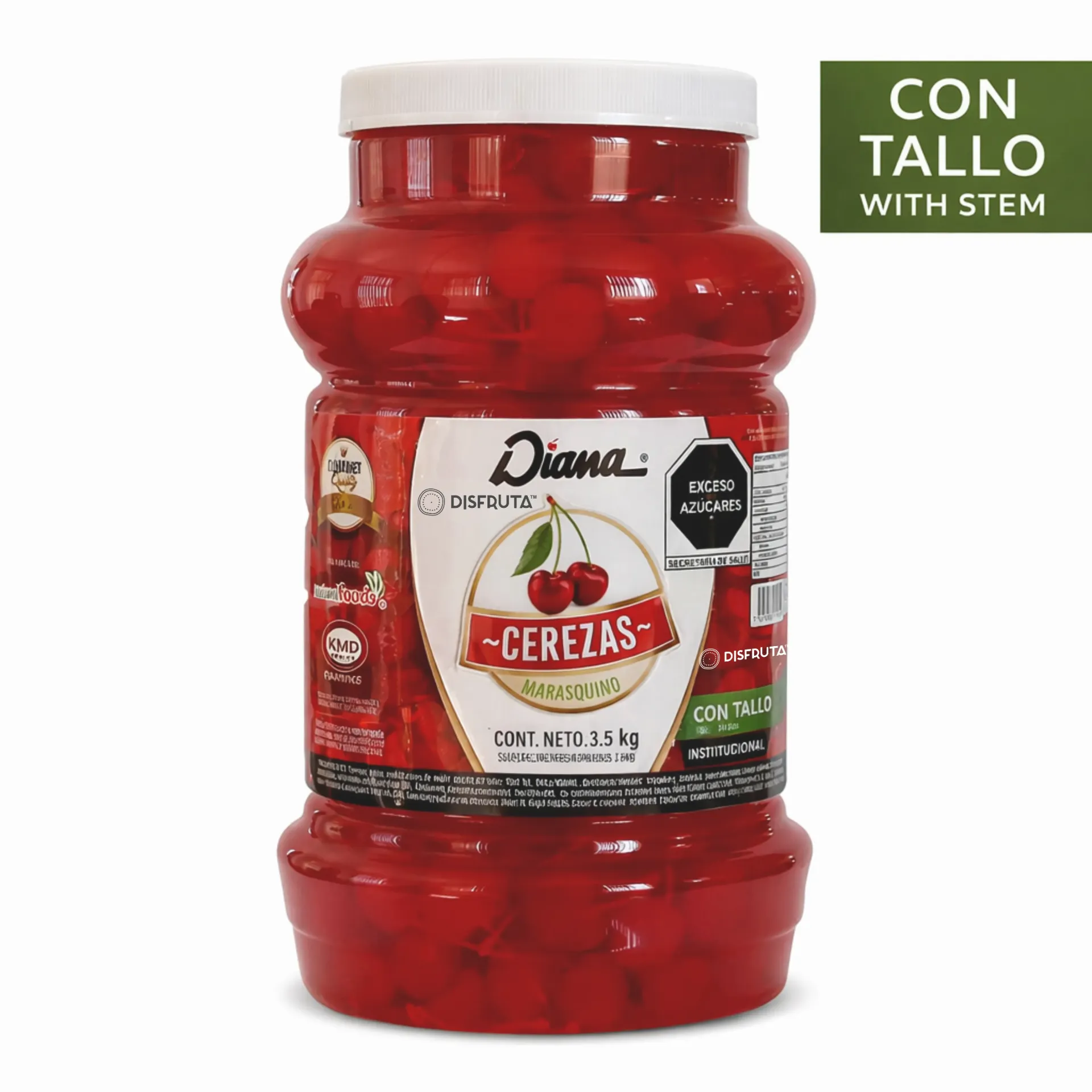 Cerezas Rojas Marasquino | Con Tallo | Diana® | CIL 3.5Kg.Neto-Dren1.8Kg