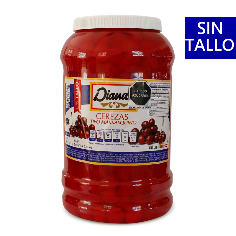 Cerezas Rojas en Almíbar | Sin Tallo | Diana® | CIL 3.5Kg.Neto-Dren1.8Kg                                                                                