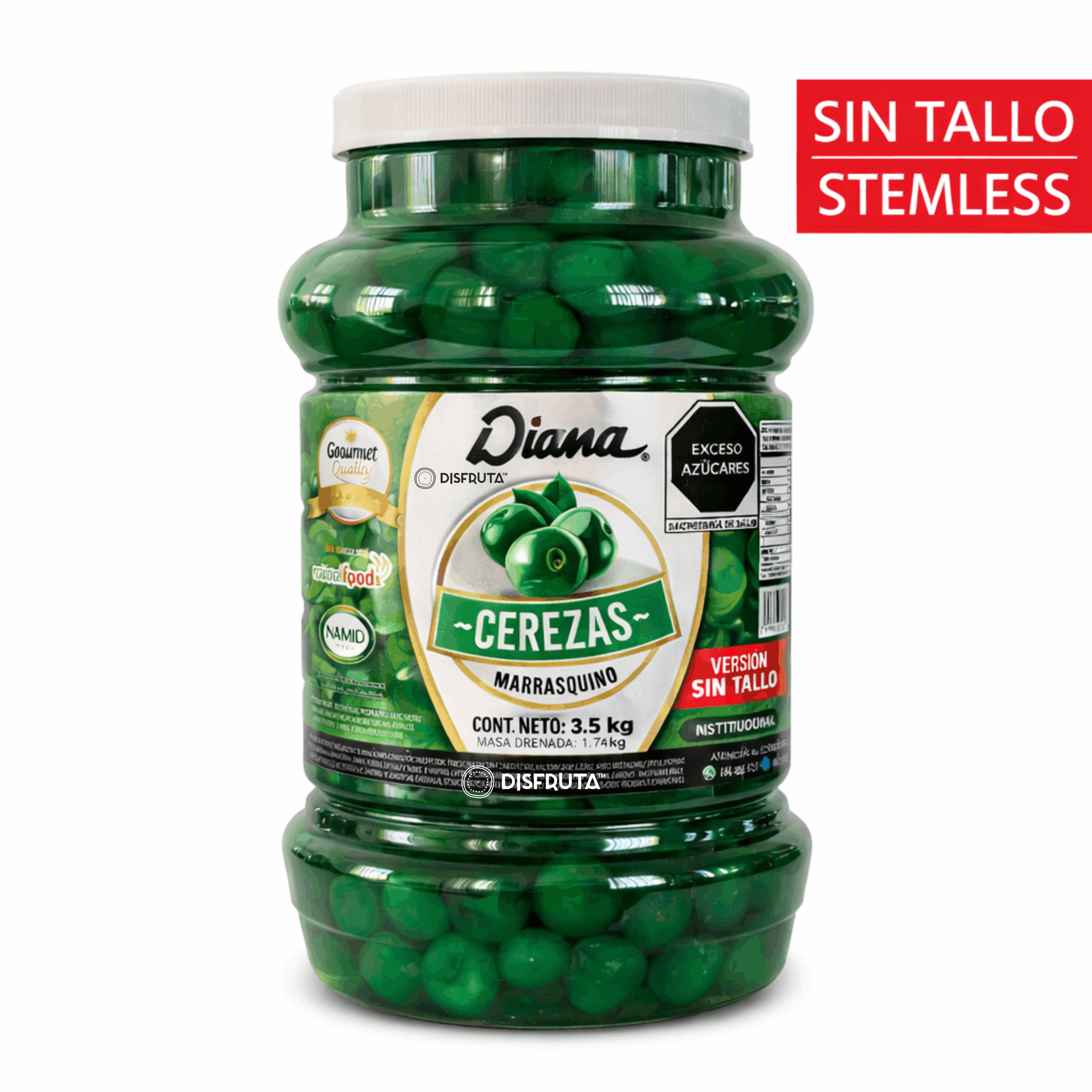 Diana® Green Maraschino Cherries | W/O Stem | CIL 3.5Kg.Net-DRA 1.8Kg 