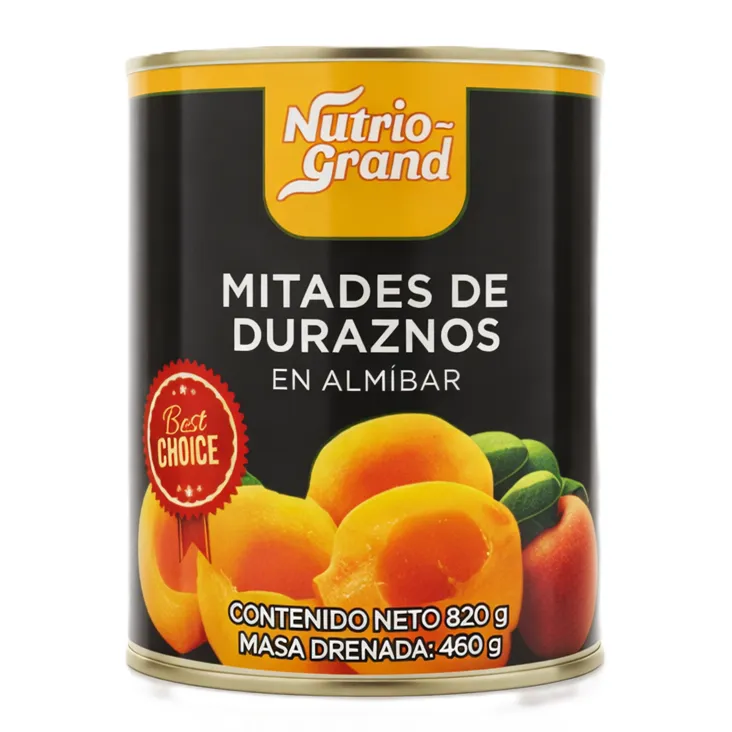 Durazno en Almíbar | P. Mitades | Nutrio-Grand® | Chile | Lata 820gr -Dren. 460gr                                                                                   