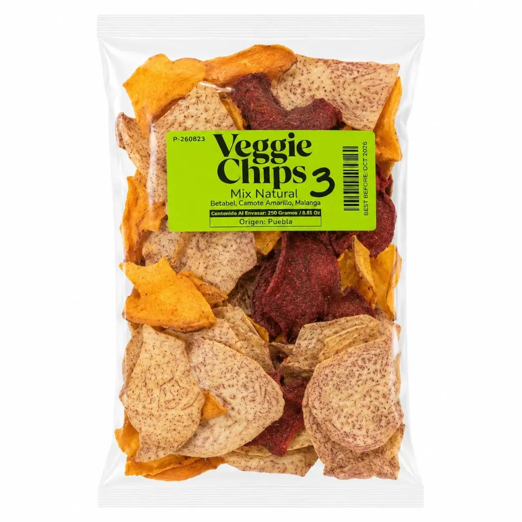 Mix Veggie Chips | Camote, Betabel & Taro | Natural | Puebla |  Pack 250Gr